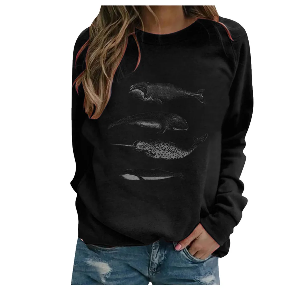 new cool women sweetshirts Casual Print Thermal Crewneck Long Sleeve autumn clothes for women vetement femme sudaderas