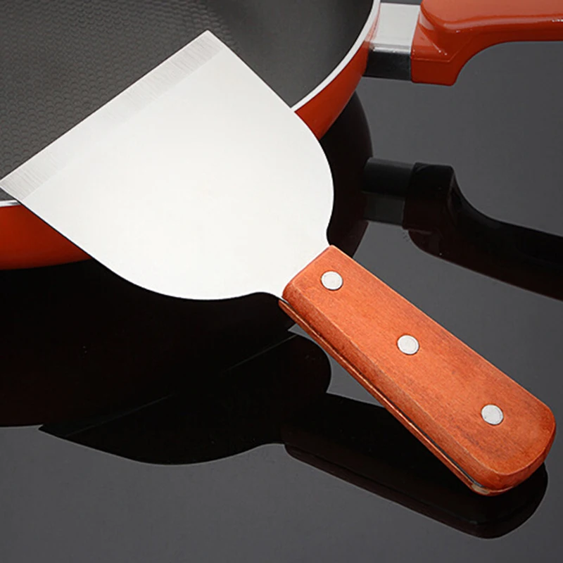 

Stainless Steel Steak Spatula With Wood Handle Metal Spatula Turner Flat Burger Pancake Pizza Grill Flipper BBQ Grill Spatula