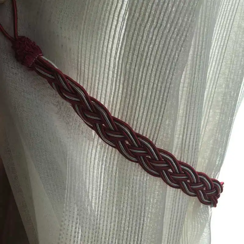

Multicolor 1 Pair Braided Satin Rope Curtain Tie Backs Holdbacks Holder Curtain Voile