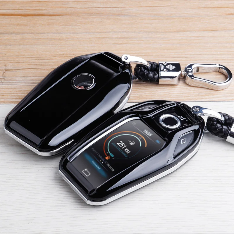 Carbon fiber ABS Key Case Cover Fully Key Shell Remote  Protector For BMW 6 7 Series 740 6 Series GT 5  530i X3 Display Key