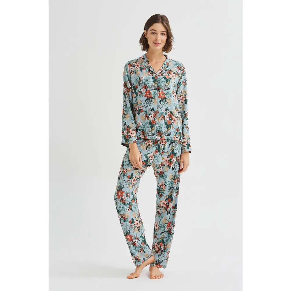 

Viscose Women Pyjamas Set Flower Designed XS/S/M/L/XL/XXL Soft Comfy Autumn spring 2021 Fashion Fresh Pyjama Set hand mujer