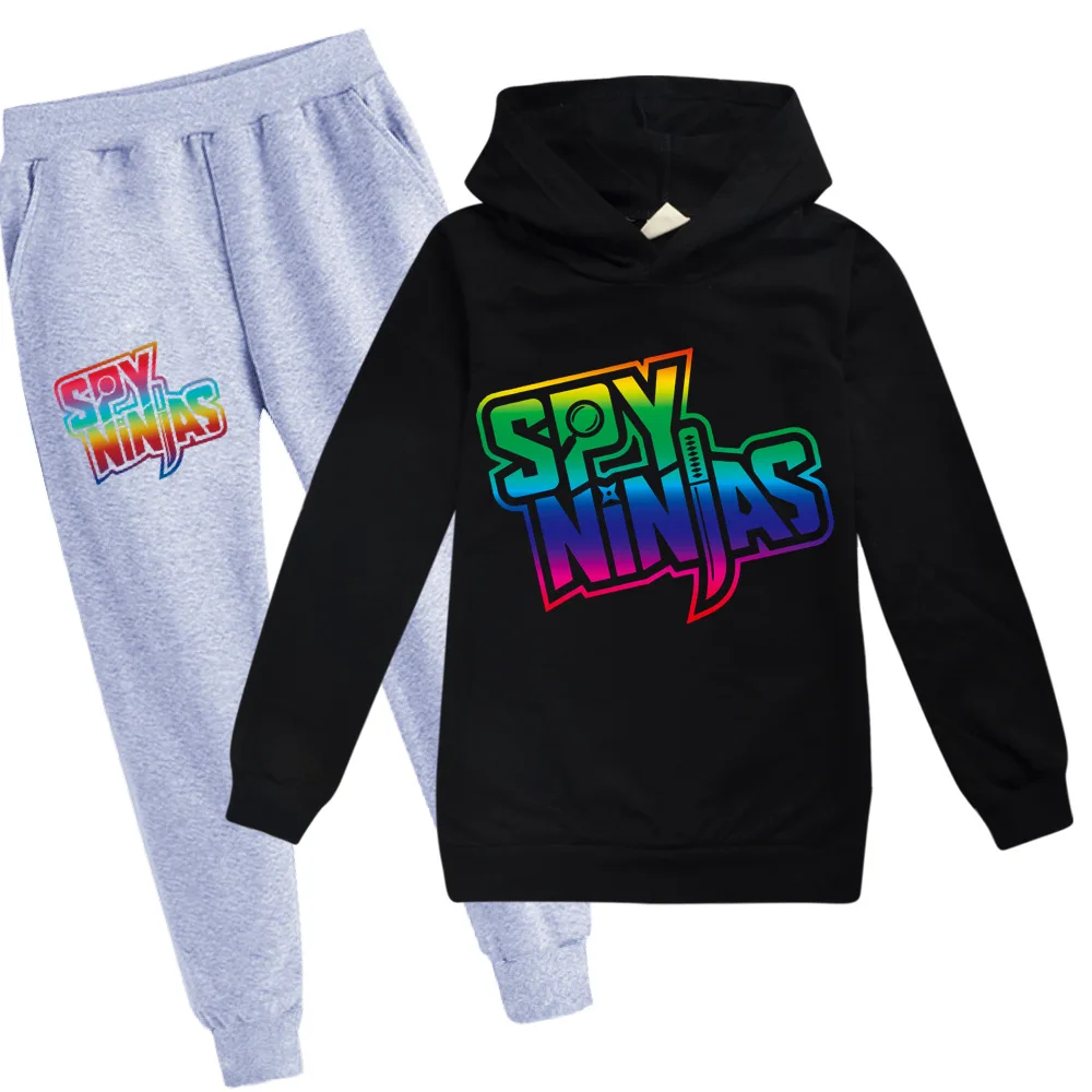 SPY NINJA Kids Streetwear + Pants Children Pullover Sweatshirt Hoodie Pant Tracksuits Sportswear Hooded Sweatsuit Tracksuit