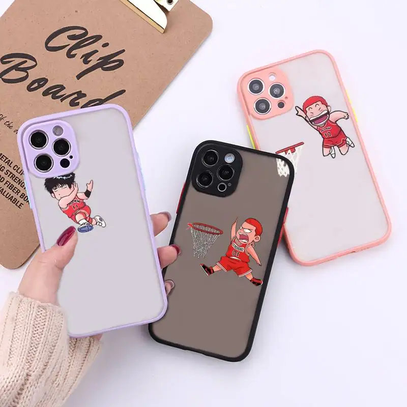 

slam dunk japanese anime Phone Case For iPhone 12 11 Mini Pro XR XS Max 7 8 Plus X Matte transparent Back Cover