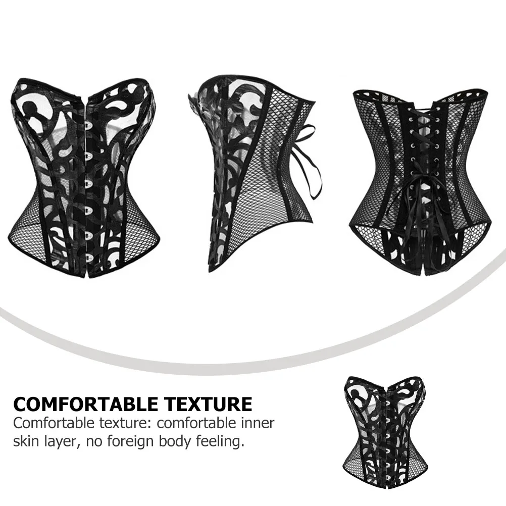 

Modern Overbust Corset Bustier Bodyshaper Net Cloth Shapewear Black Beautiful Court Bustier Bodyshaper Underpants Corset