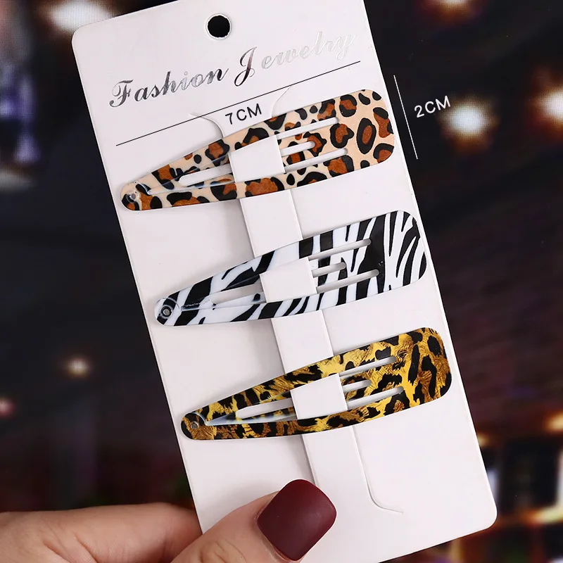 

5pcs/lot Fashion Leopard Hairpin Water Drop Hollow Bb Clip Kids Headwear Hair Accessories Children Cartoon Barrettes