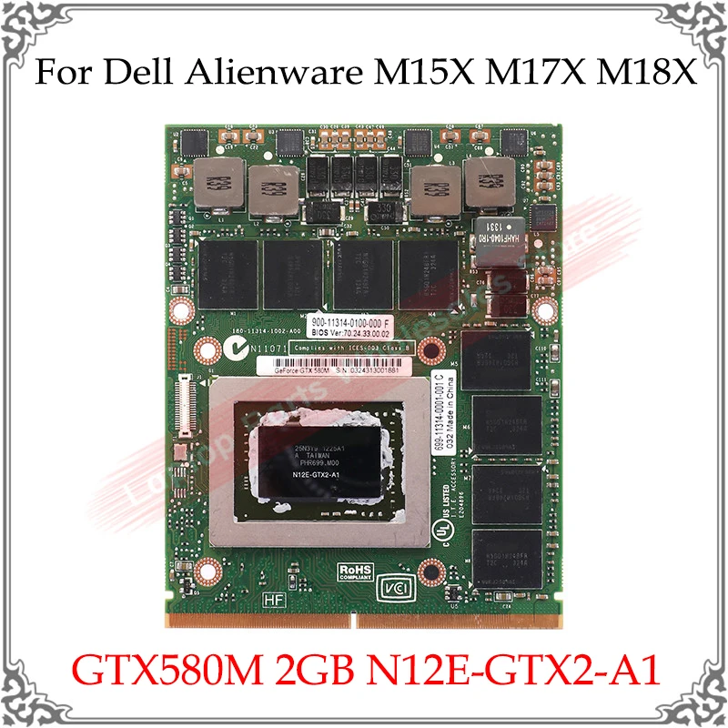 Оригинальная Видеокарта GTX 580M GTX580M 2 Гб для Dell Alienware M15X M17X M18X графическая карта