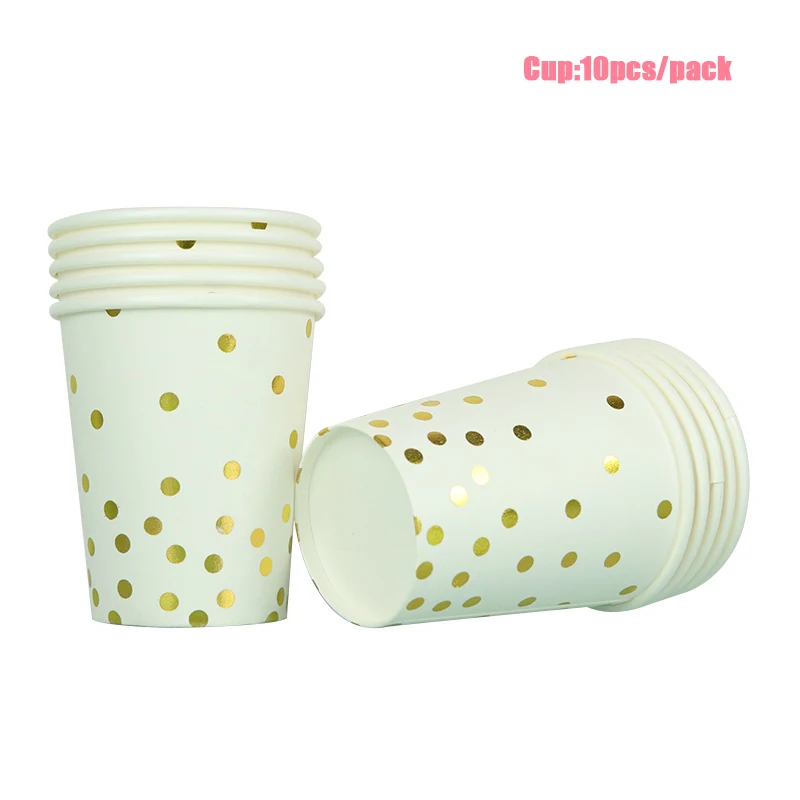 Бумажный стаканчик LINVIERLOVE в горошек белого золота тарелка салфетки на день