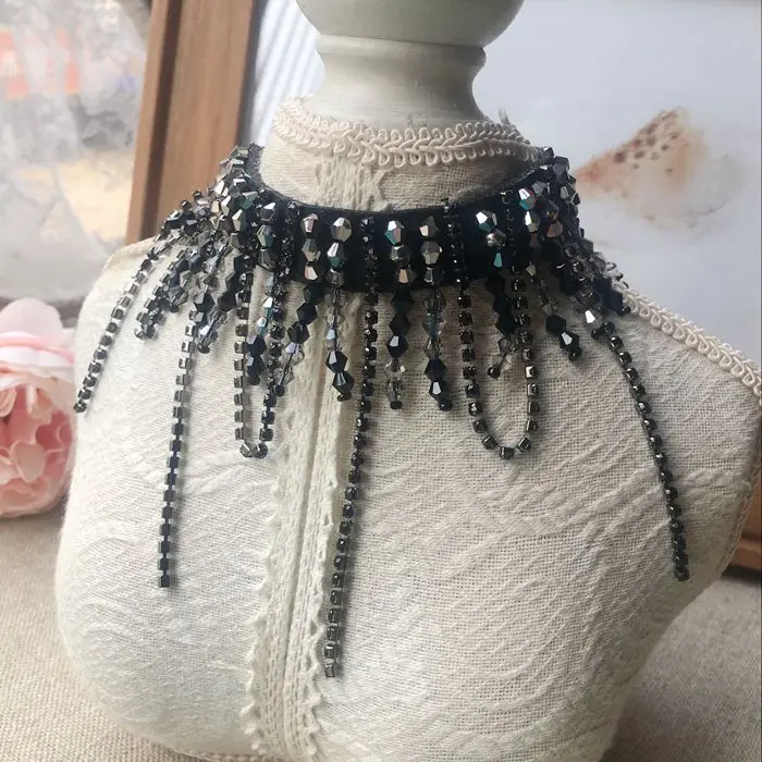 Luxury rhinestone beaded lace tassel collar decoration clothing DIY necklace hanging beads trim jewelry material | Дом и сад