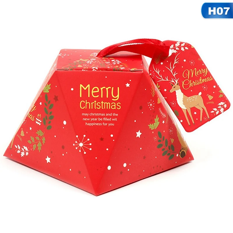 HG22754H07 5 шт./партия мультфильм Санта Клаус коробка с рождественскими конфетами красный зеленый кубическая упаковка коробка для печенья детская вечеринка украшение рождественская бумага подарочная коробка - Цвет: HG22754H07