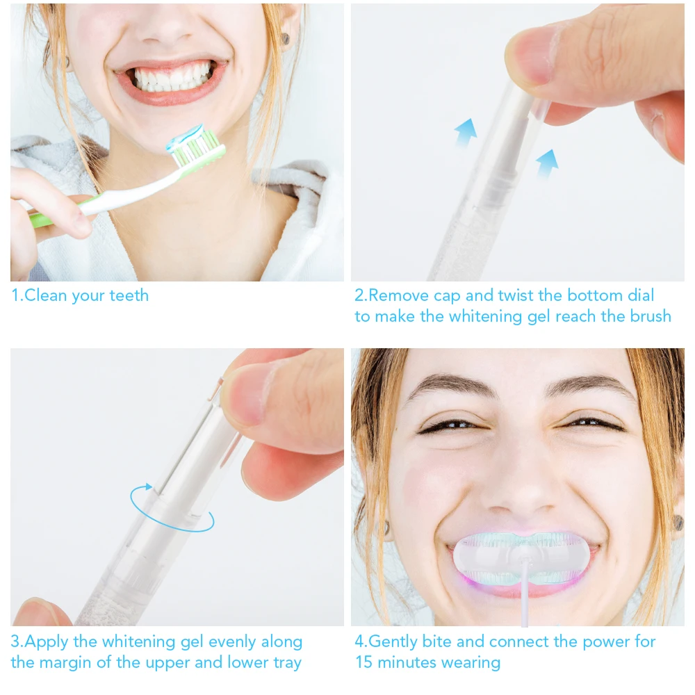 Красный синий светильник для отбеливания зубов с USB СВЕТОДИОДНЫЙ система гель