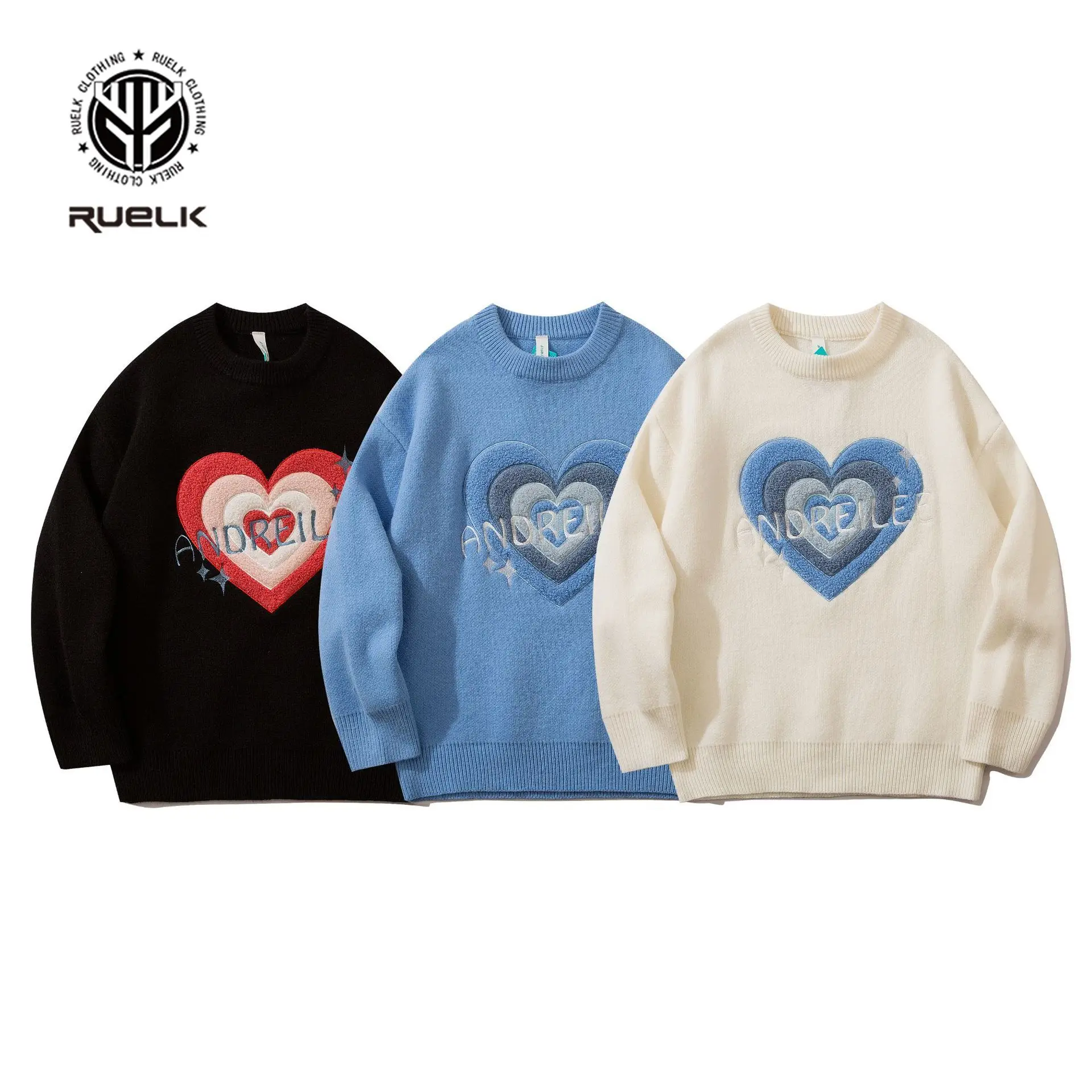 

Sweater Round Neck Love Couple Sweater Men and Women Trendy Brand Autumn and Winter Loose Knit Sweater All-match Student Trend
