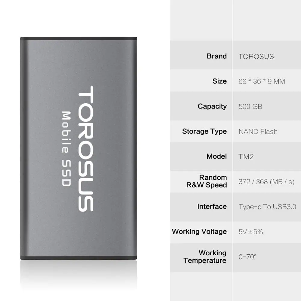 TOROSUS SSD 250gb 500gb Hard Drive Laptop External SSD USB 3.0 Type C Protable SSD External Solid State Drives