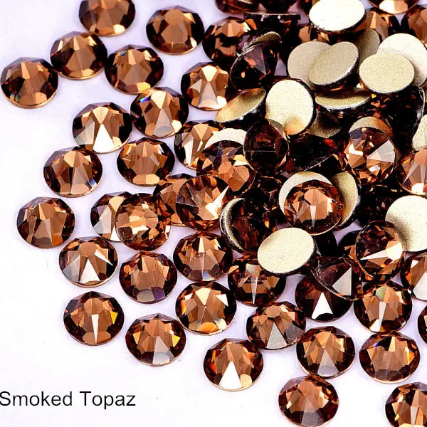 Smoked Topaz Ss30, 8, большие, 8, маленькие, 16 граней, Стразы для ногтей, стеклянные стразы с плоской задней стороной, много цветов, не Горячие Стразы для украшения ногтей B3744 - Цвет: Smoked Topaz