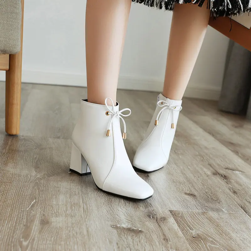 

Genuine PU Leather Ankle boots for women High heel boots Sexy Pointed Toe Winter Fashion shoes woman botas mujer botte femme