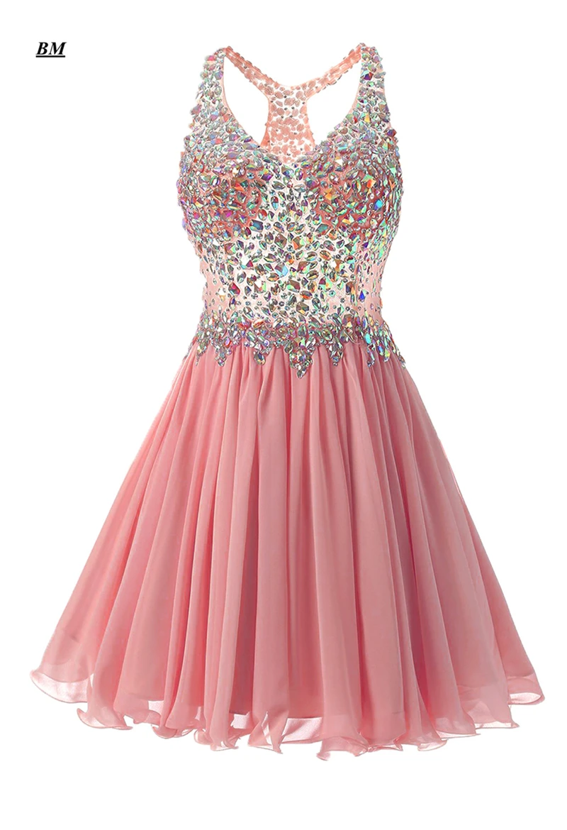 2021 Red V Neck Chiffon Short Prom Dresses Beading Graduation Cocktail Formal Homecoming Party Gown Vestido de Formatura BM83 | Свадьбы и