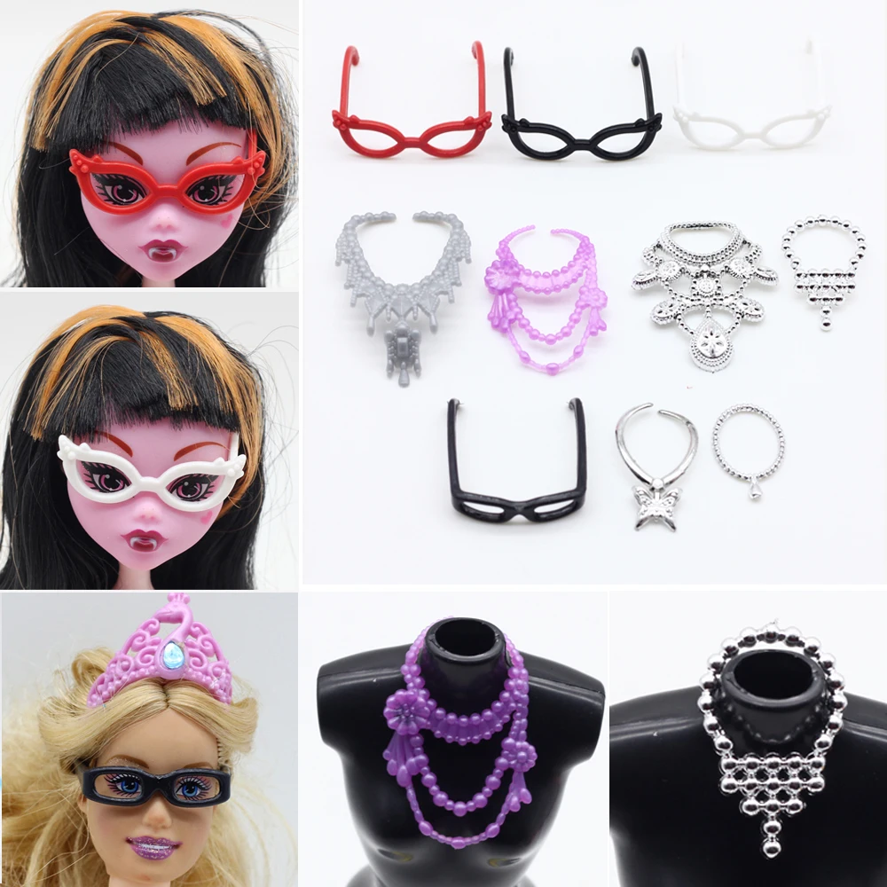 4 шт Пластиковые очки + 6 модное ожерелье из пластиковой цепи для куклы MonsterHigh