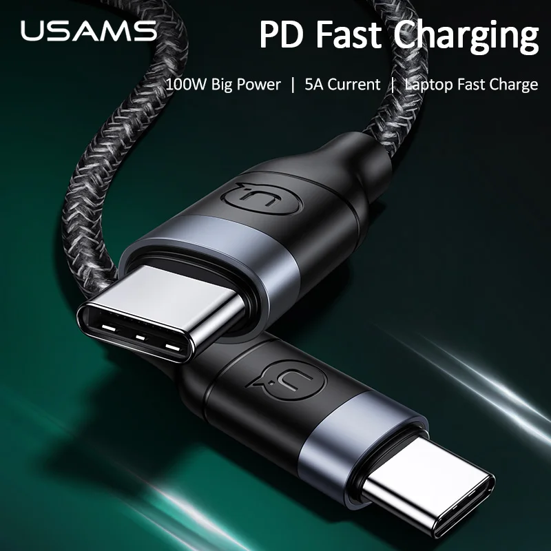 USAMS USB C к usb type кабель для Xiaomi Redmi Note 8 Pro Quick Charge 4 0 PD 100W быстрая зарядка MacBook зарядный |