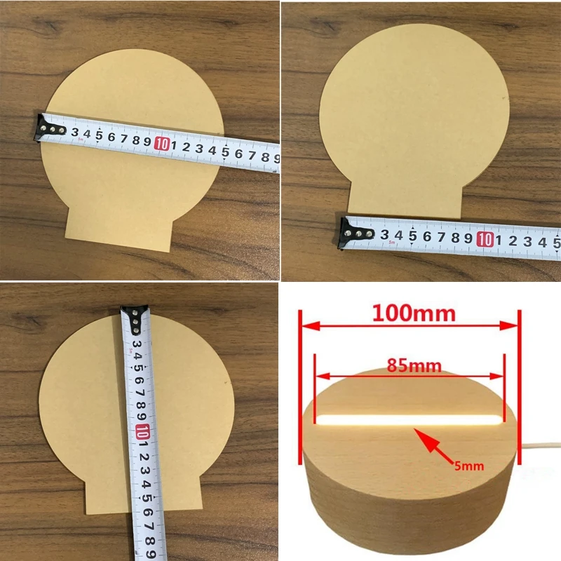 USB Wood Table Light with Blank Acrylic Panels Wooden Lamp DIY Night Lights Oval/round Base | Освещение