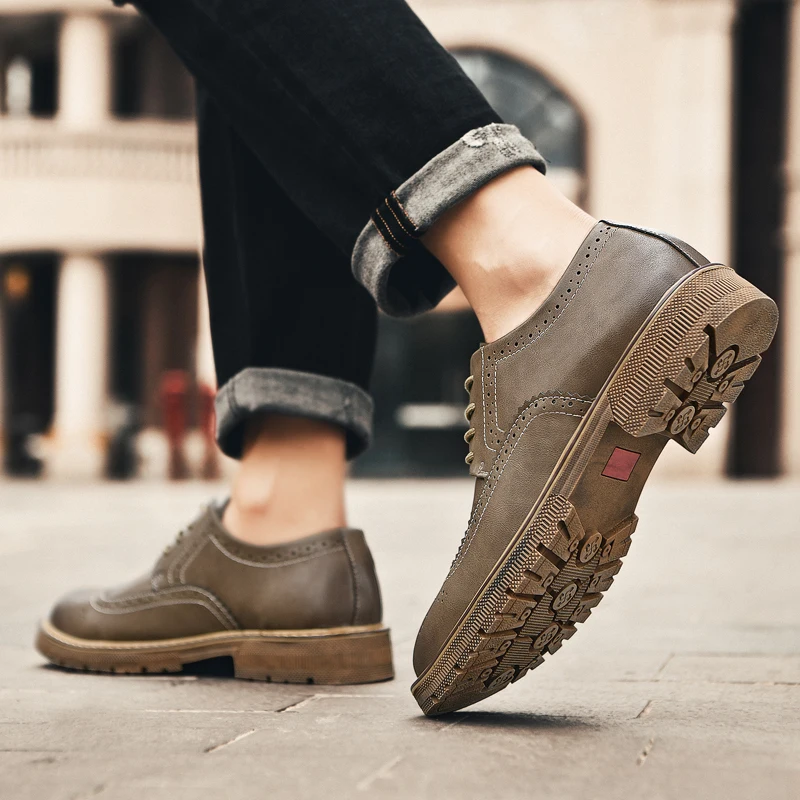 Мужская повседневная обувь мужские туфли на плоской подошве удобные кожаные