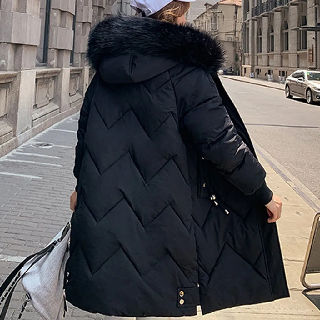 Корейская женская парка Mujer зимняя женская парка со стоячим карманом на молнии и кнопках с капюшоном верхняя одежда пальто женские парки для женщин