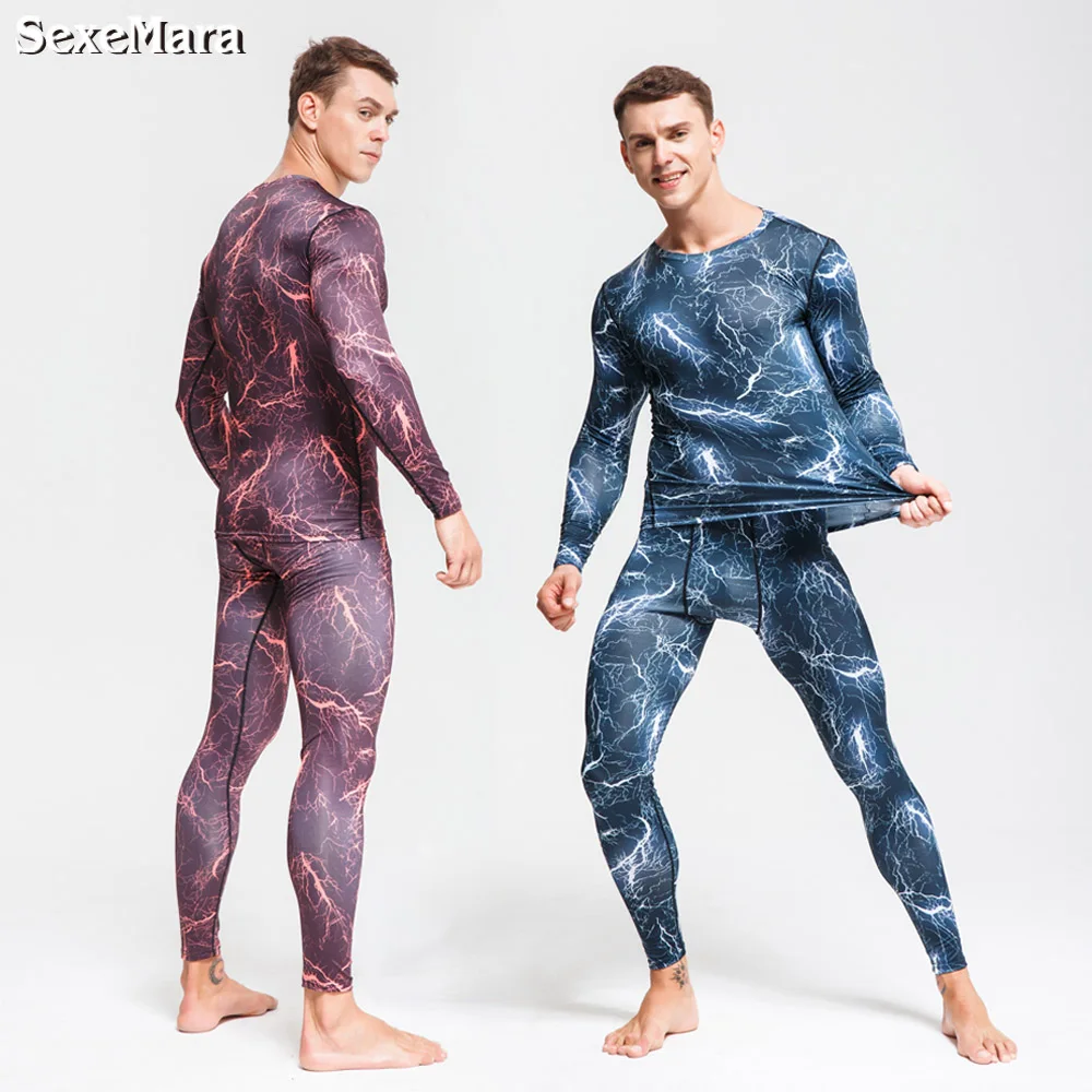 Новинка мужской компрессионный спортивный костюм с кальсоном для фитнеса