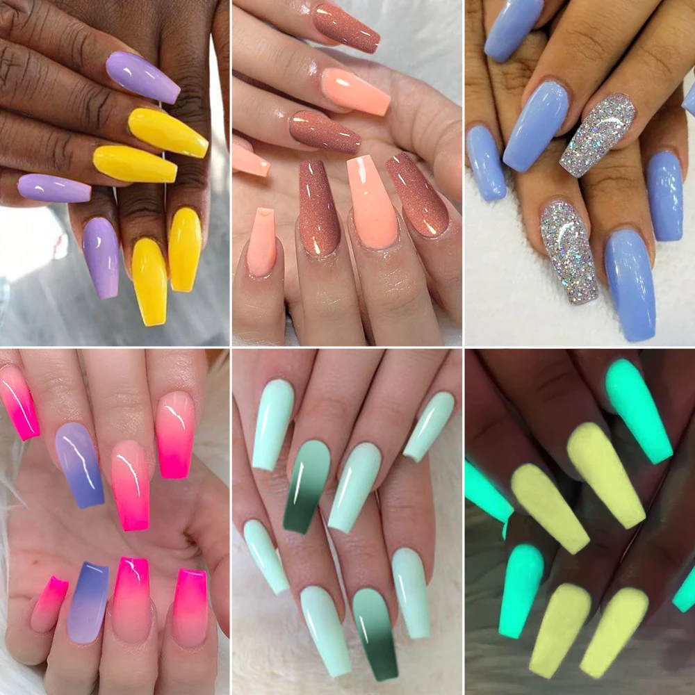 Modelones 9 шт./лот красочные погружения ногтей порошковый флуоресцентный Dip система