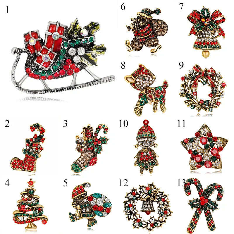31 цвет брошь на рождественскую елку олень Снеговик колокольчик модная забавная