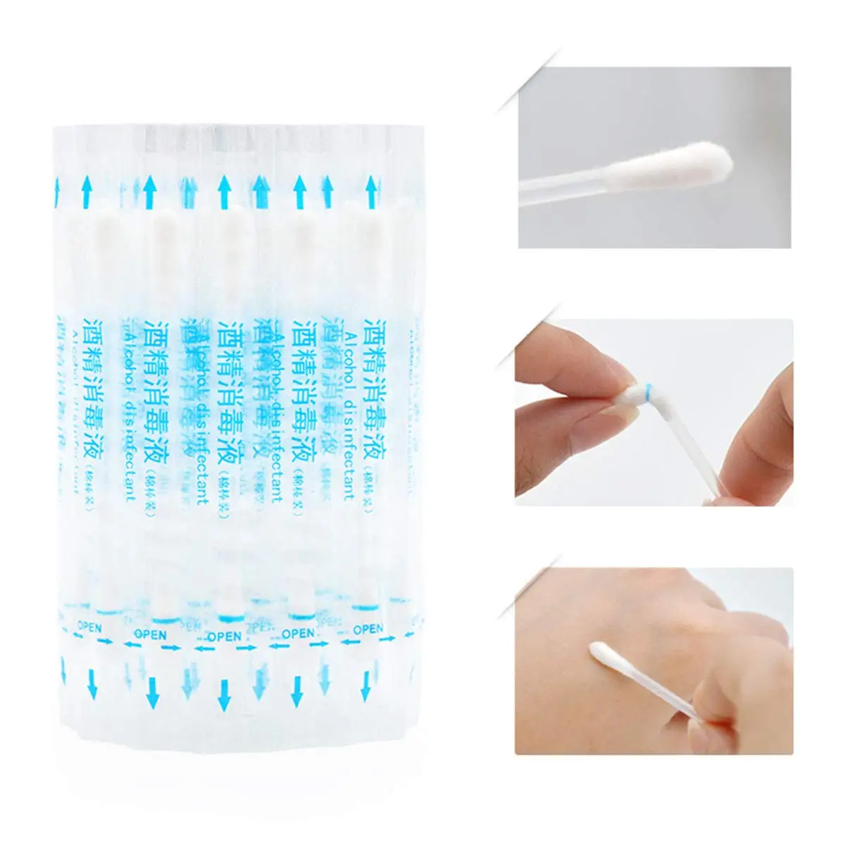 

outdoor 50/100Pcs - Rubbing Alcohol Q Tips Swabs Cotton Swabsticks Individually Wrapped for Wound Care Newborn Baby Safety