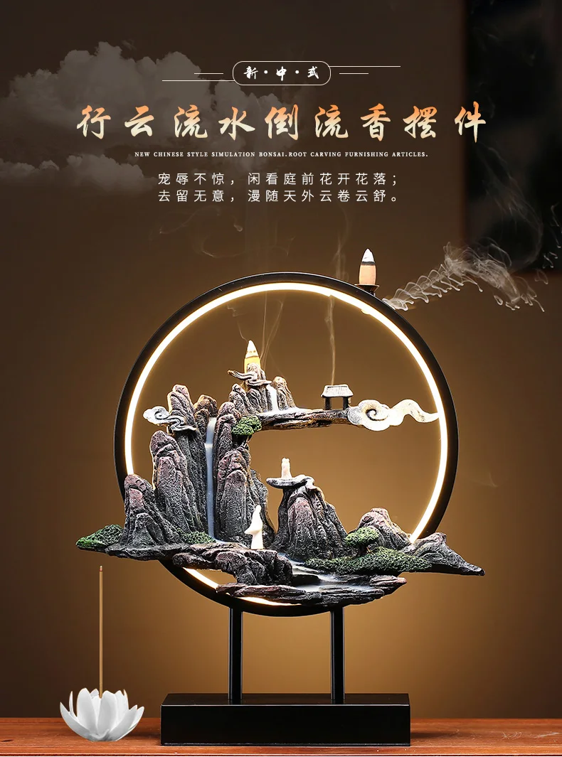 

Led Light Incense Burner Creative Ceramic Luxury Vintage Incense Burner Antiquity Mountain Encensoir Spiritual Decor EI50IB