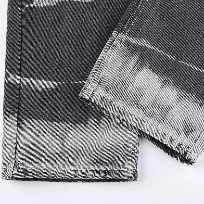 

2021 New Women Pants Street Style Tie-dye Drape Straight Leg Jeans Women High Waist Casual Trousers
