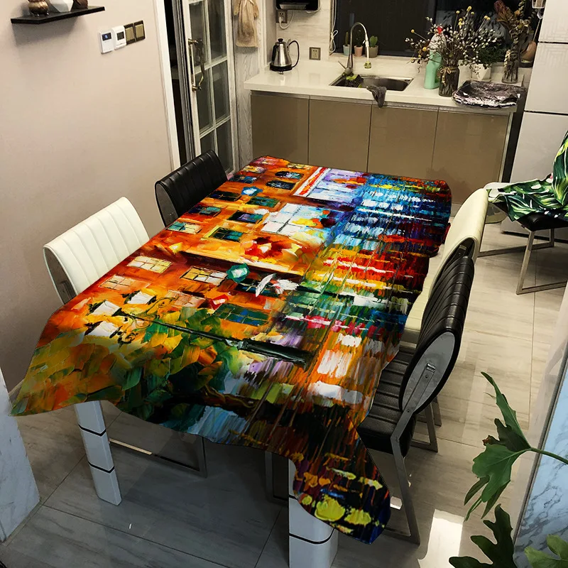 

Printed Household Tablecloth Urban Street View Pattern Washable Decoration Household Waterproof Tablecloth