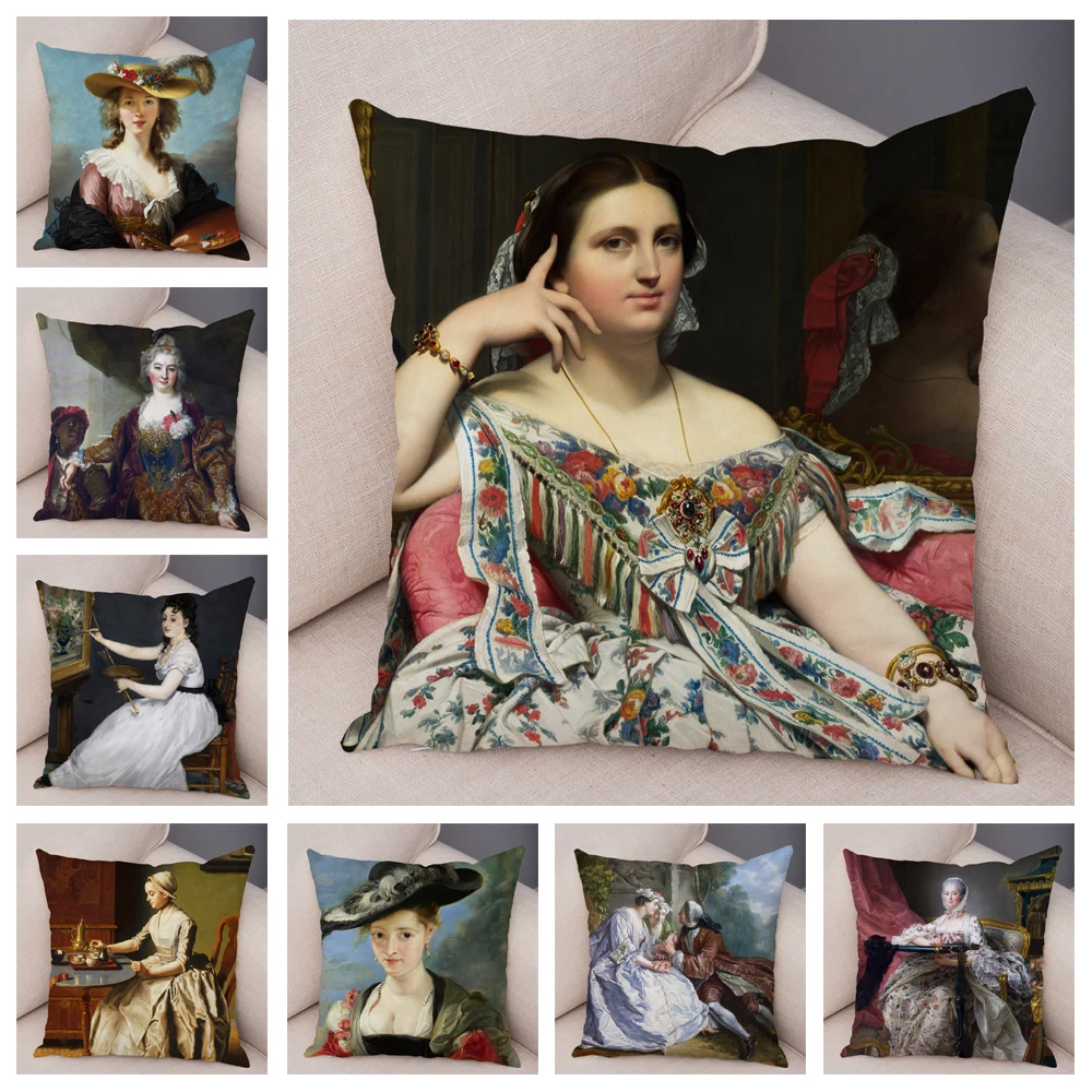 

Europe Vintage Woman Lady Girl Pillow Cover Soft Short Plush Cushion Covers Pillow Case Home Decor Print Pillows Cases for Sofa
