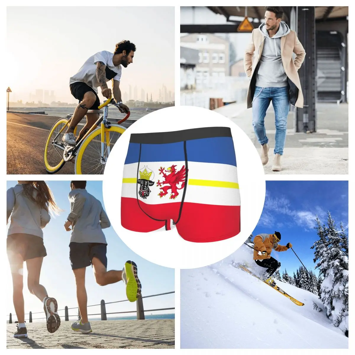 Flag Of Mecklenburg-Western Pomerania (state) Men's Boxer Briefs German states Humor Men's boxer leggings