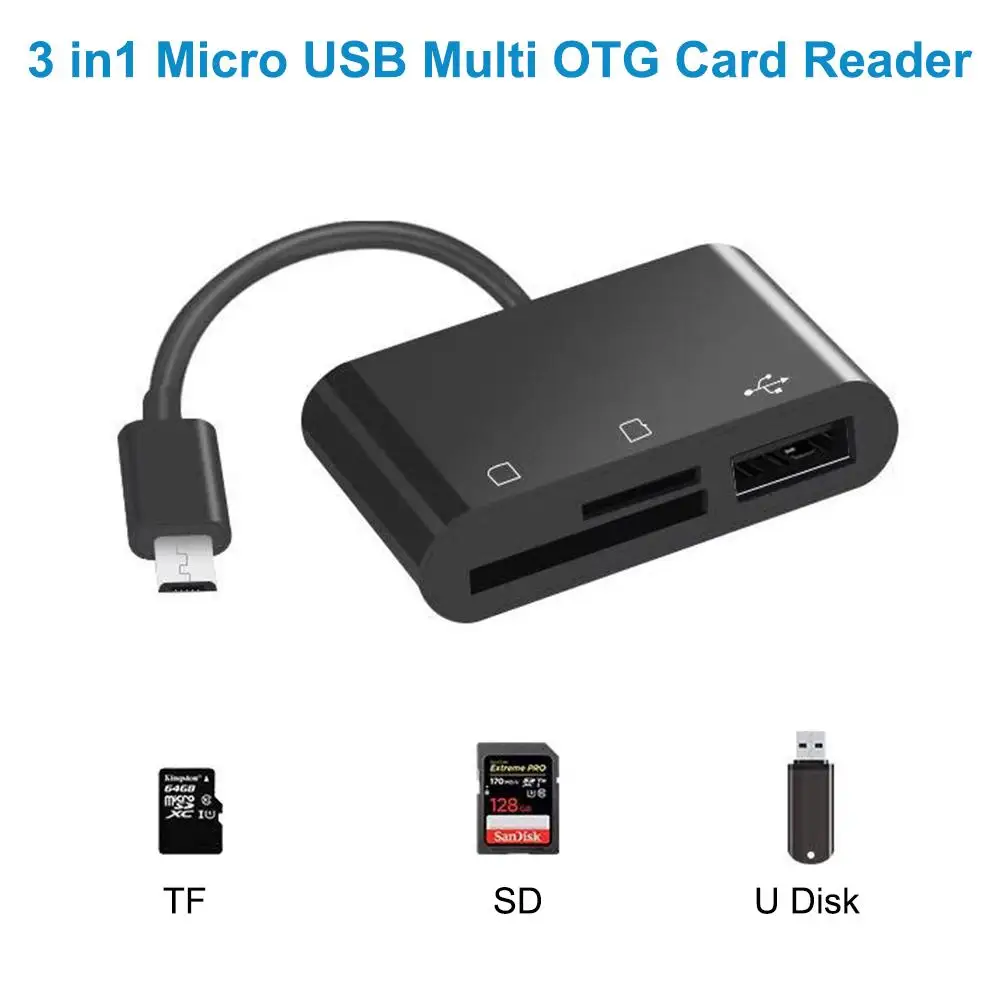 3 In 1 Multi Micro USB 2.0 OTG Host Adapter Cable TF SD Memory Card Reader Hub For Smartphones PC Laptop Computer | Компьютеры и офис