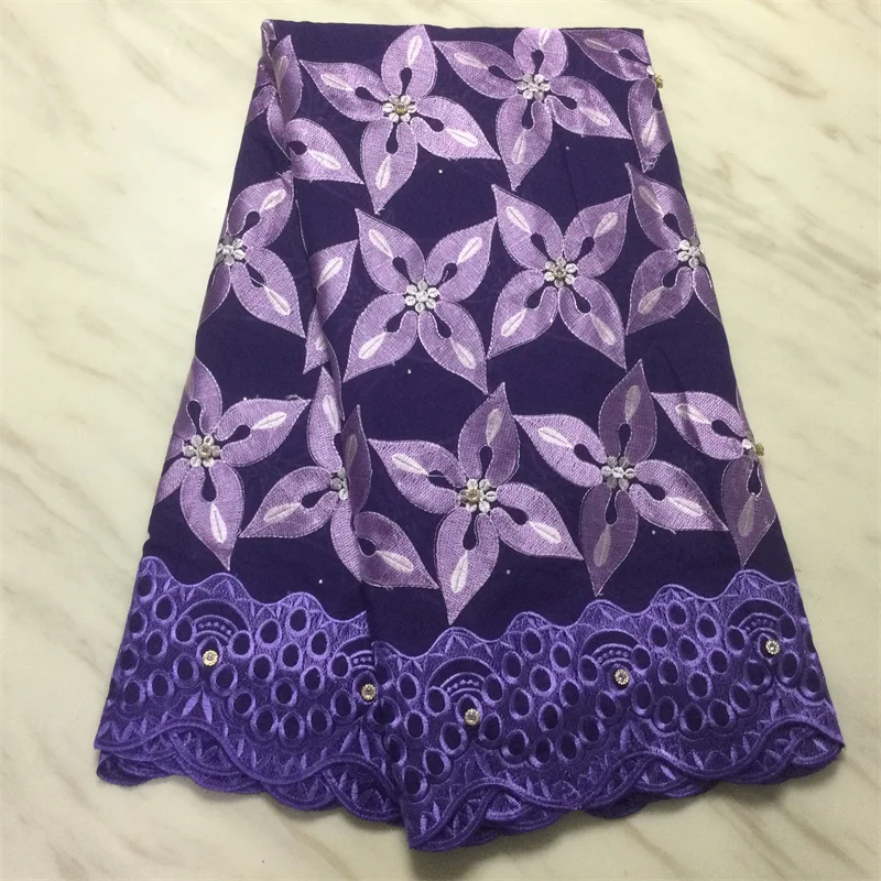 

Purple Swiss lace fabric 2021 latest heavy Stones embroidery African cotton fabric Swiss voile lace popular Dubai style KPL21132