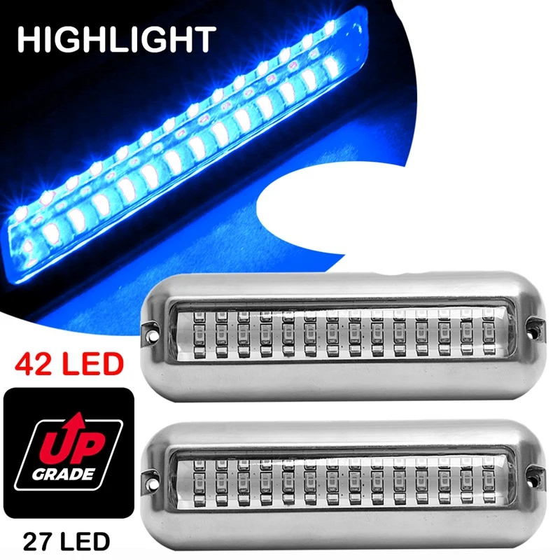 2 шт. 42LED светильник для слива лодки транца синий подводный морской