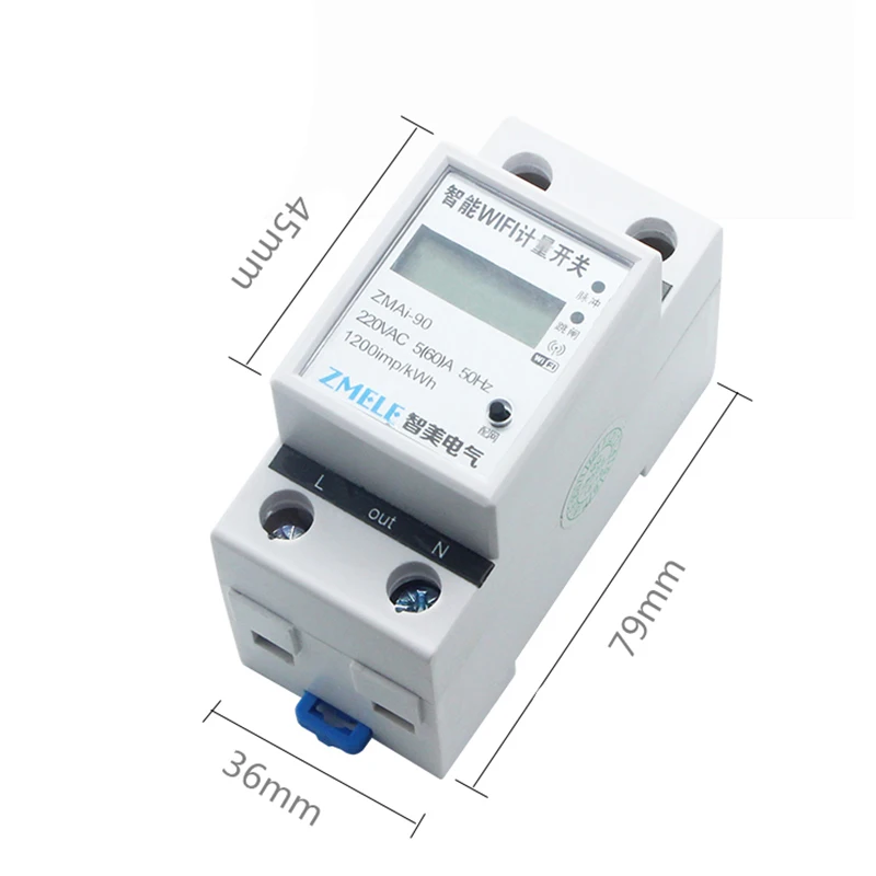

Single Phase Din Rail WiFi Smart Energy Meter Power Consumption Kwh Meter Wattmeter Support Smartlife/Tuya APP Alexa Google Home
