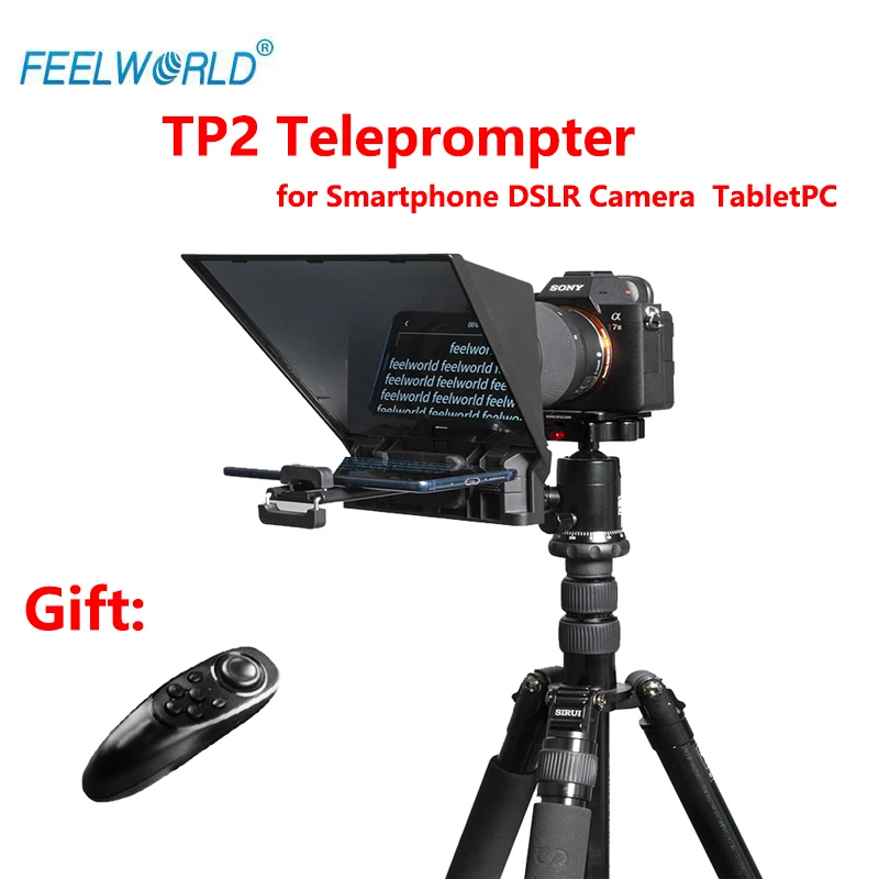 

Feelworld TP2 Teleprompter for 8 inch Phone iPad tablet Prompter for DSLR Camera interview speech live prompteur with Remote