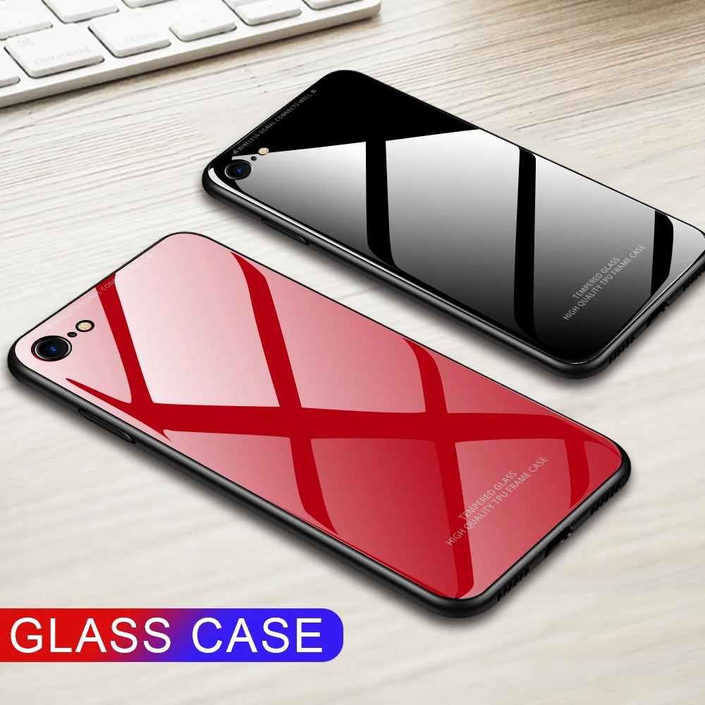 Чехол для iphone 7 8 Plus 6 6S Роскошный прозрачный чехол из закаленного стекла бампер X
