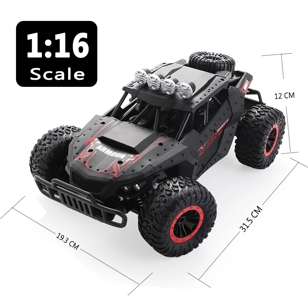 

1:16 Scale Electric Trucks RTR High Speed Racing Car 2.4 GHz Remote Control Off Road with 2 Rechargeable Batteries