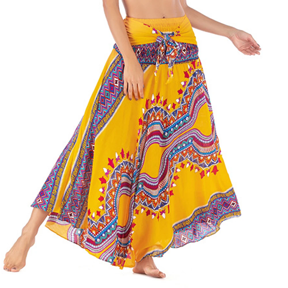 NIBESSER Женская Бохо юбка 2020 новая пляжная длинная с высокой талией на шнуровке