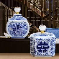 All hand painted classical blue and white porcelain decorative pot underglaze color longevity small pot storage pot decoration