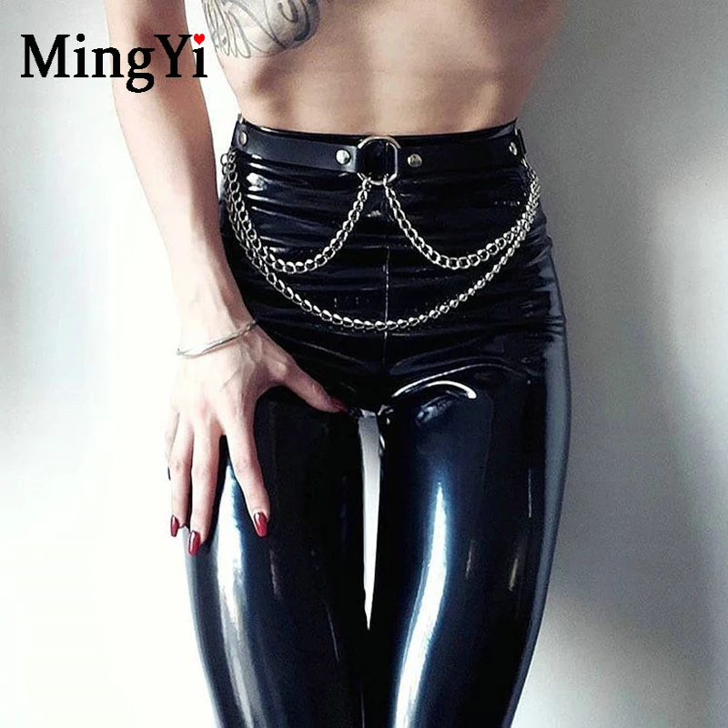 В готическом стиле цепочка для тела на талию пояс женщин БДСМ хип хоп панк кожа