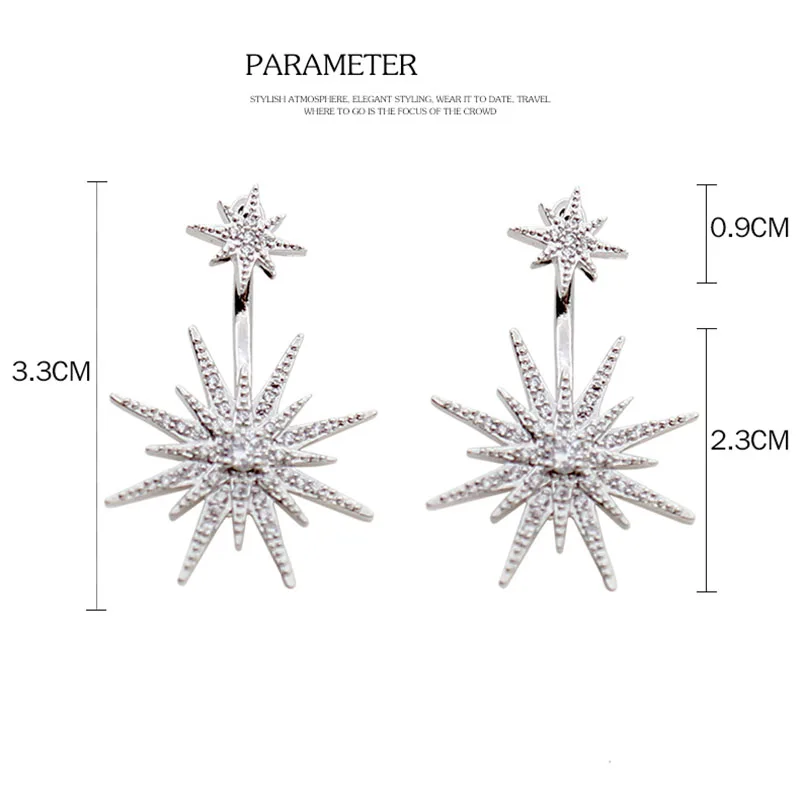 

Luxury Fashion Cubic Zirconia White Long Temperament Stud Earring Star Design Statement Earrings Indian Jewelry Anniversary Gift