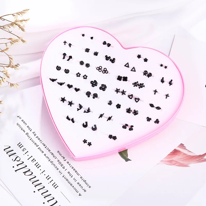 

Earrings Jewelry Korean Version of Simple Hypoallergenic Mini Earrings 36 Pairs of Peach Heart Boxed Girl Fashion Birthday Gifts