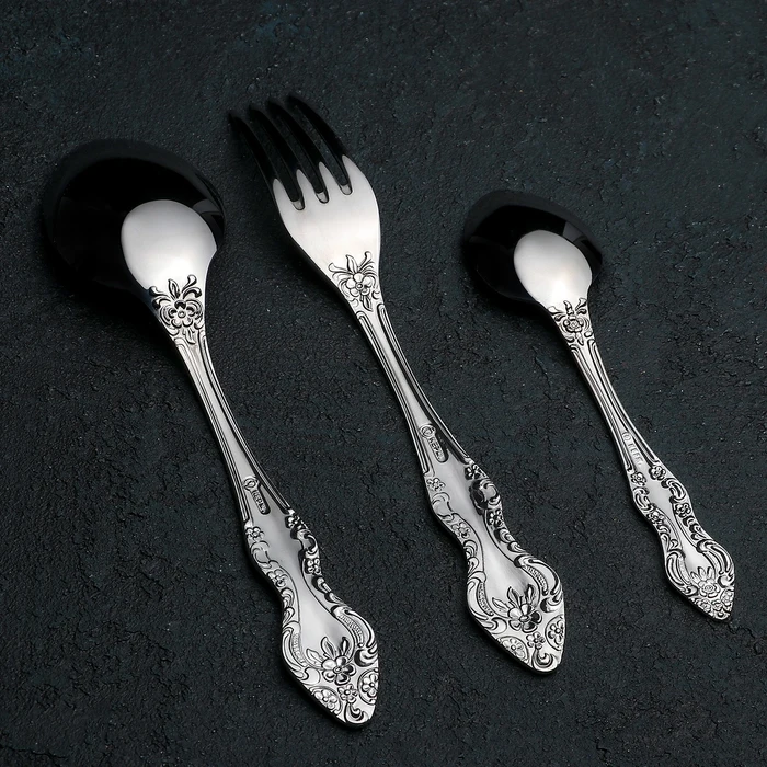 Набор столовых приборов Тройка 18 предметов художественная роспись | Дом и сад