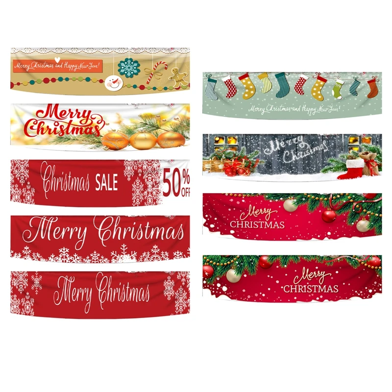 

Christmas Decoration Banner Christmas Porch Decoration Background Cloth-TF001/50*250cm New 1pc 9 Styles For Home Xmas Decoration
