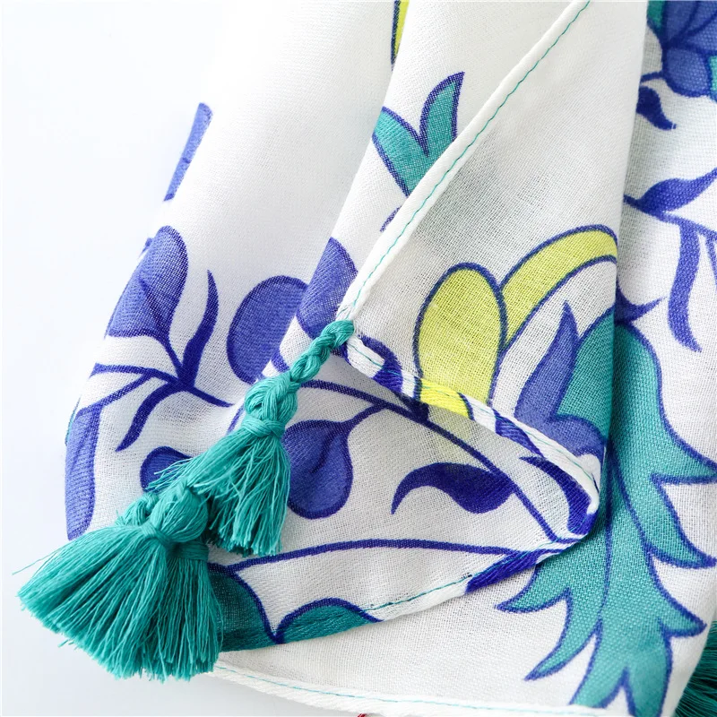 

2020 luxury autumn Sunscreen colorful printing silk scarf women's high quality cotton hemp scarf popular winter beach warm shawl