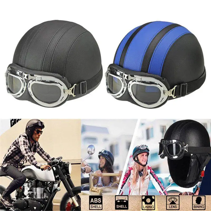 Ретро мотоциклетный полушлем унисекс для мужчин и женщин с открытым лицом