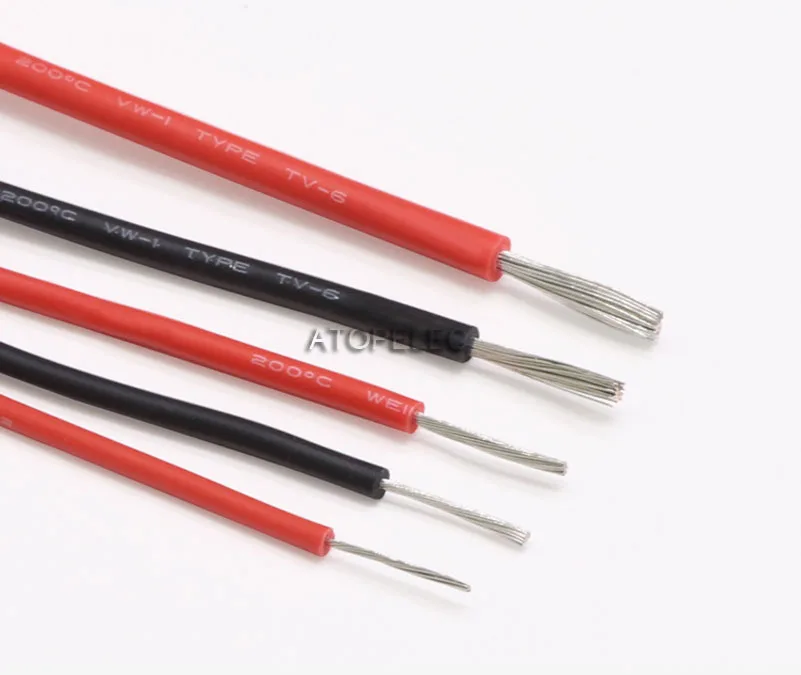UL3239 6000V Soft Silicone Wire 200Deg.C Tinned OFC Copper Flexible Cable UL 14/15/16/18/20/22 AWG Black/Red | Обустройство дома